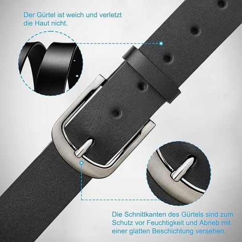 Elegancki Pasek Męski Skórzany Czarny 110cm Regulowany z Klamrą 38mm na Arena.pl