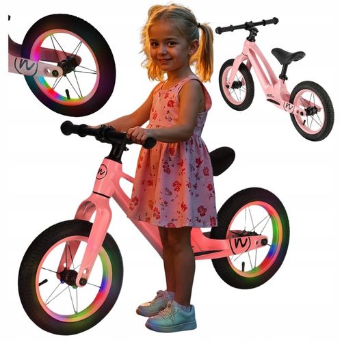 Rowerek Biegowy Lekki Dla Dziewczynki Magnezowy Świecące Koła 12" ABEC-9 na Arena.pl