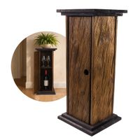 Rustykalna drewniana szafka barek ze schowkiem na butelki – dekoracyjny stojak w stylu vintage - Braun