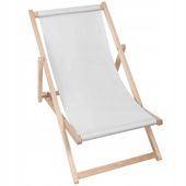 Leżak Drewniany Klasyczny Plażowy Regulacja Oparcia Basic Pale Grey