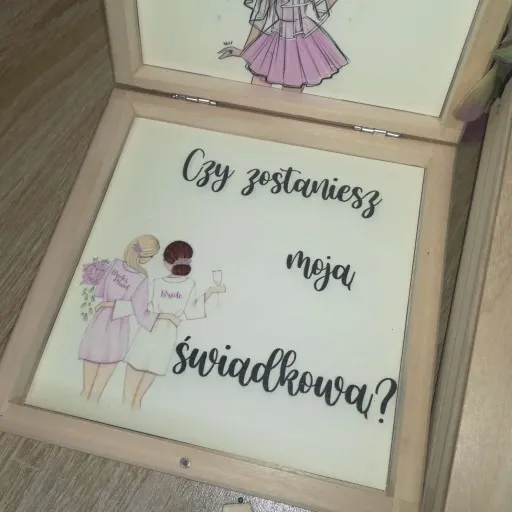 Pudełko eko zaproszenie dla świadka świadkowej nadruk uv wzory ślub wesele zdjęcie 9
