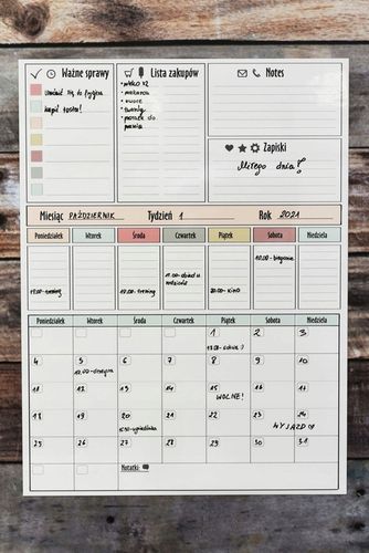 Planer Kalendarz XXL Tablica na lodówkę z magnesem magnetyczna + Pisak na Arena.pl