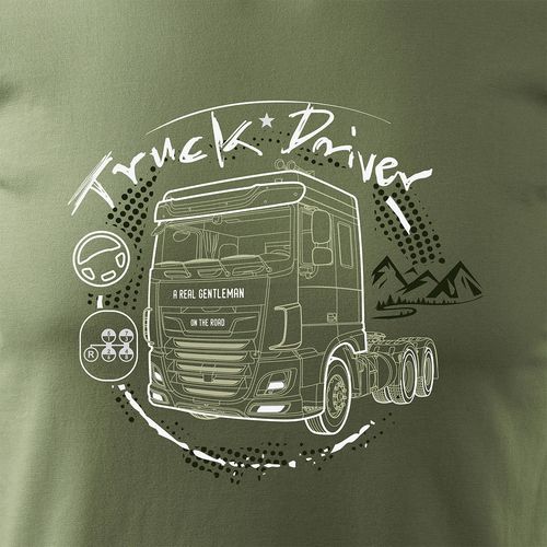 Koszulka z ciężarówką DAF prezent dla kierowcy Tira TIR męska khaki REGULAR L na Arena.pl