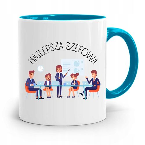 Kubek Błękitny Dla Szefa Najlepsza Szefowa Prezent Z Nadrukiem Ze Zdjęciem na Arena.pl