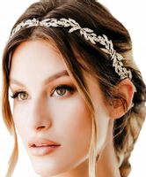 Opaska korona na ślub diadem złoty wianek cyrkonie  N1_8C