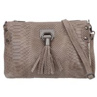 VERA PELLE torebka skórzana listonoszka kroko z paskiem V487 taupe