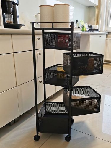 REGAŁ KUCHENNY MOBILNY STOLIK NA KÓŁKACH WÓZEK 6-POZIOMOWY 5 KOSZY na Arena.pl