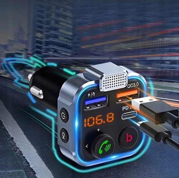ZESTAW GŁOŚNOMÓWIĄCY TRANSMITER FM MP3 BLUETOOTH ładowarka samochodowa zdjęcie 5