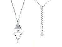 RODOWANY NASZYJNIK GWIAZD TRÓJKĄTY BIAŁE CYRKONIE