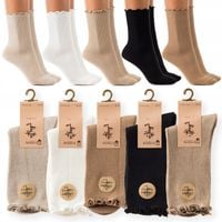 5x Skarpetki damskie BAMBUSOWE BEZUCISKOWE skarpety falbanka JAKOŚĆ