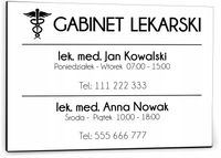 nadruk TABLICZKA biała 30x20 GABINET LEKARSKI nazwisko godziny otwarcia