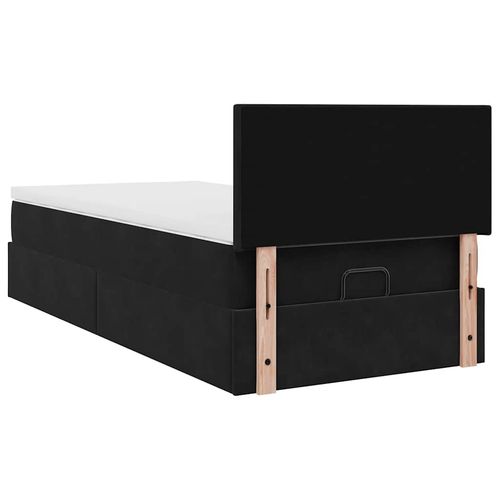 Łóżko Ottoman z materacem i LED, czarny, 80x200cm, aksamit na Arena.pl