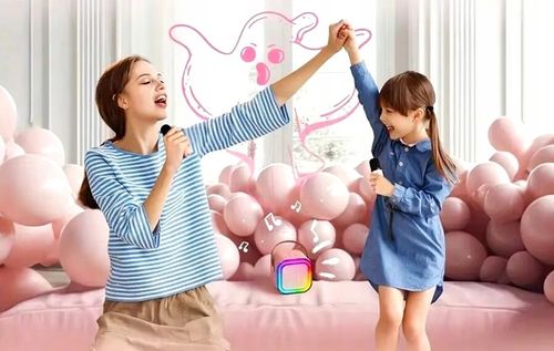 ZESTAW KARAOKE BEZPRZEWODOWY PRZENOŚNY 2x MIKROFON + GŁOŚNIK BLUETOOTH RGB na Arena.pl