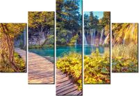 105CM 150CM OBRAZ 5 ELEM JEZIORO PLITVICE JESIENIĄ DRUK