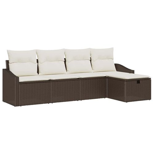 Zestaw Sof na Ogród 5 pcs Brązowy 233 x 117 x 85 cm Polirattan na Arena.pl