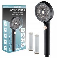 OSZCZĘDNA słuchawka do prysznica z filtrem MOCNA 5 funkcyjna CZARNA