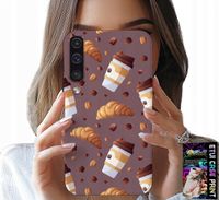 ETUI DO SAMSUNG A50 / A30S - CASE Z KAWĄ ROGALIKAMI I ZIARNAMI W TLE