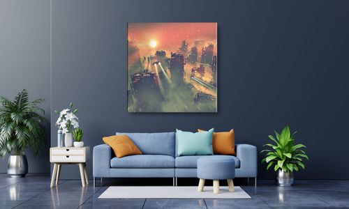 OBRAZ NA PŁÓTNIE 062 Miasto przyszłości 50x50cm na Arena.pl
