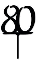 Topper na tort - cyfra 80 - czarny