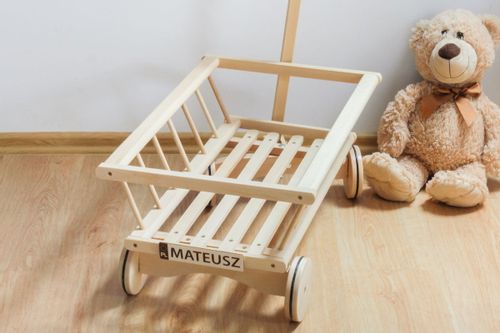 Duży, drewniany wózek drabiniasty - gumowane koła na Arena.pl