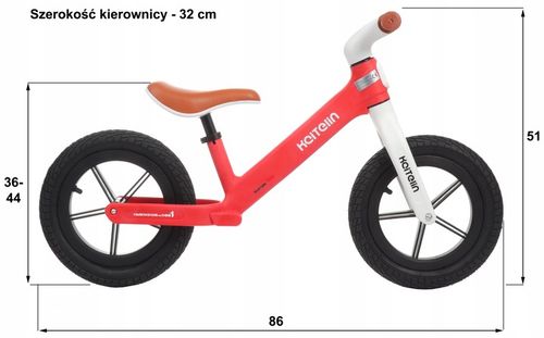 Rowerek biegowy Moderni-08 czerwony pompowane koła na Arena.pl