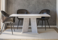 Nowoczesny stół rozkładany do salonu 120/160x90 Beton / Biały Połysk MULLO
