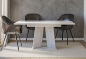 Nowoczesny stół rozkładany do salonu 120/160x90 Beton / Biały Połysk MULLO