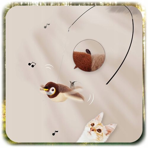 INTERAKTYWNA ZABAWKA DLA KOTA PLUSZOWY PTAK RUCHOMY PTASZEK + na Arena.pl