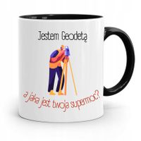 Kubek Czarny Dla Geodety Jestem Geodetą Prezent Z Nadrukiem Ze Zdjęciem