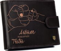 Portfel męski skórzany GRAWEROWANY prezent super tata twój napis imię