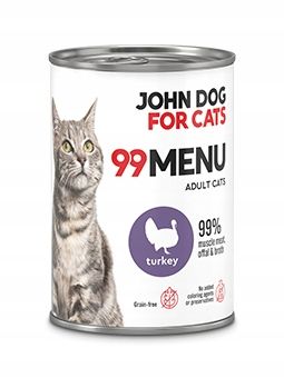 John Dog for Cats Karma mokra 99 MENU dla kota indyk 6x400 g na Arena.pl
