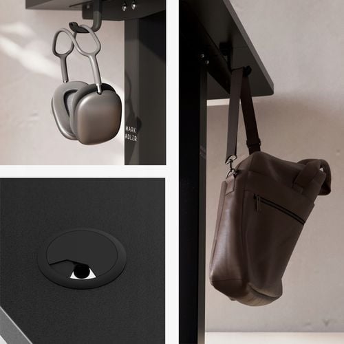 Biurko regulowane elektryczne MARK ADLER czarne komputerowe uchwyt na Arena.pl