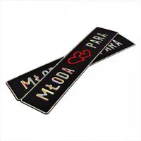 Ślubne tablice rejestracyjne MŁODA PARA, aluminiowe, tłoczone