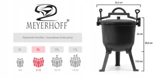 Kociołek myśliwski na PRAŻONE garnek żeliwny 8L na Arena.pl