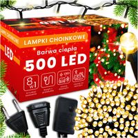 LAMPKI LED CHOINKOWE ZEWNĘTRZNE ŚWIĄTECZNE Białe CIEPŁE ciepły 500led MOCNE