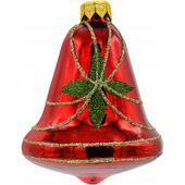 ZESTAW 3 szt. Bombka choinkowa ręcznie malowana - Dzwonek czerwony