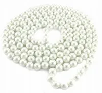 NASZYJNIK PERŁY SZKLANE BIAŁE 150 CM