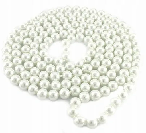 NASZYJNIK PERŁY SZKLANE BIAŁE 150 CM zdjęcie 1