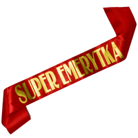 Super Emerytka czerwona szarfa ze złotym nadrukiem