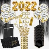 Zestaw sylwestrowy sylwester balony dekoracje na sylwestra baner talerzyki kubeczki czarny