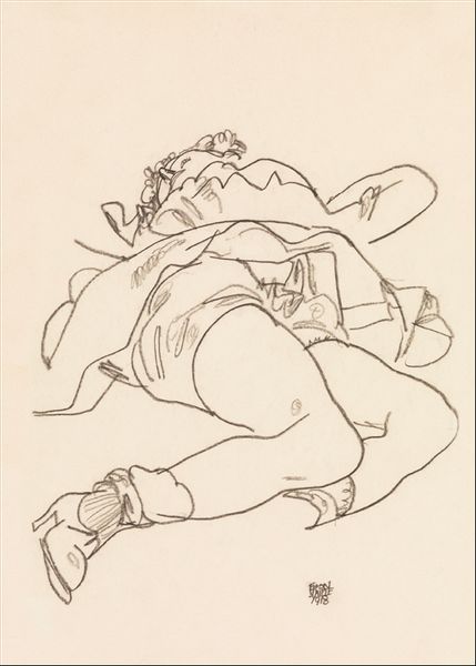 Erotic art woman. Reclining Woman with Raised Skirt, Egon Schiele - plakat 21x29,7 cm zdjęcie 1