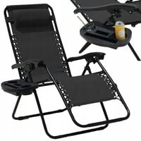 Leżak Ogrodowy Plażowy Składany LAGUNA Krzesło Regulowane UCHWYT na Napoje