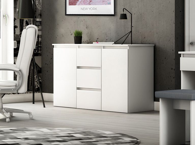 KOMODA MEGAN K3 BIAŁA na ubrania do salonu przedpokoju sypialni