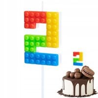 ŚWIECZKA URODZINOWA LEGO CYFERKA 2 KOLOROWA NA IMPREZĘ URODZINOWĄ