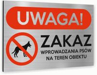 Tabliczka znak informacyjny 30x20 ZAKAZ WYPROWADZANIA PSÓW Nierdzewna
