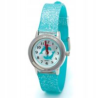 Girls' wrist watch with glitter. Includes exercises for learning the