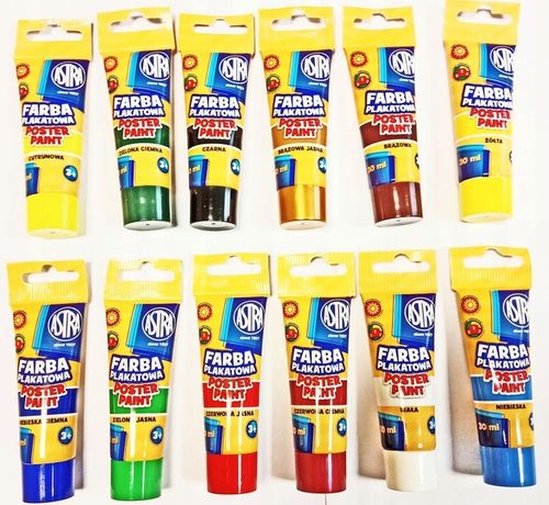 ZESTAW FARB PLAKATOWYCH W TUBACH 12kol.x30ml ASTRA na Arena.pl