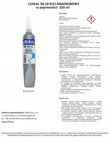 KLEJ DO GWINTÓW USZCZELNIACZ LOXEAL 58-10 ODPORNY NA GLIKOL 250 ml na Arena.pl