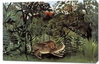 Obraz 90x60cm The Hungry Lion, Rousseau Vintage do Salonu