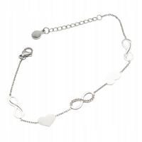 Bransoletka celebrytka Znak nieskończoności i serduszko kolor srebrny